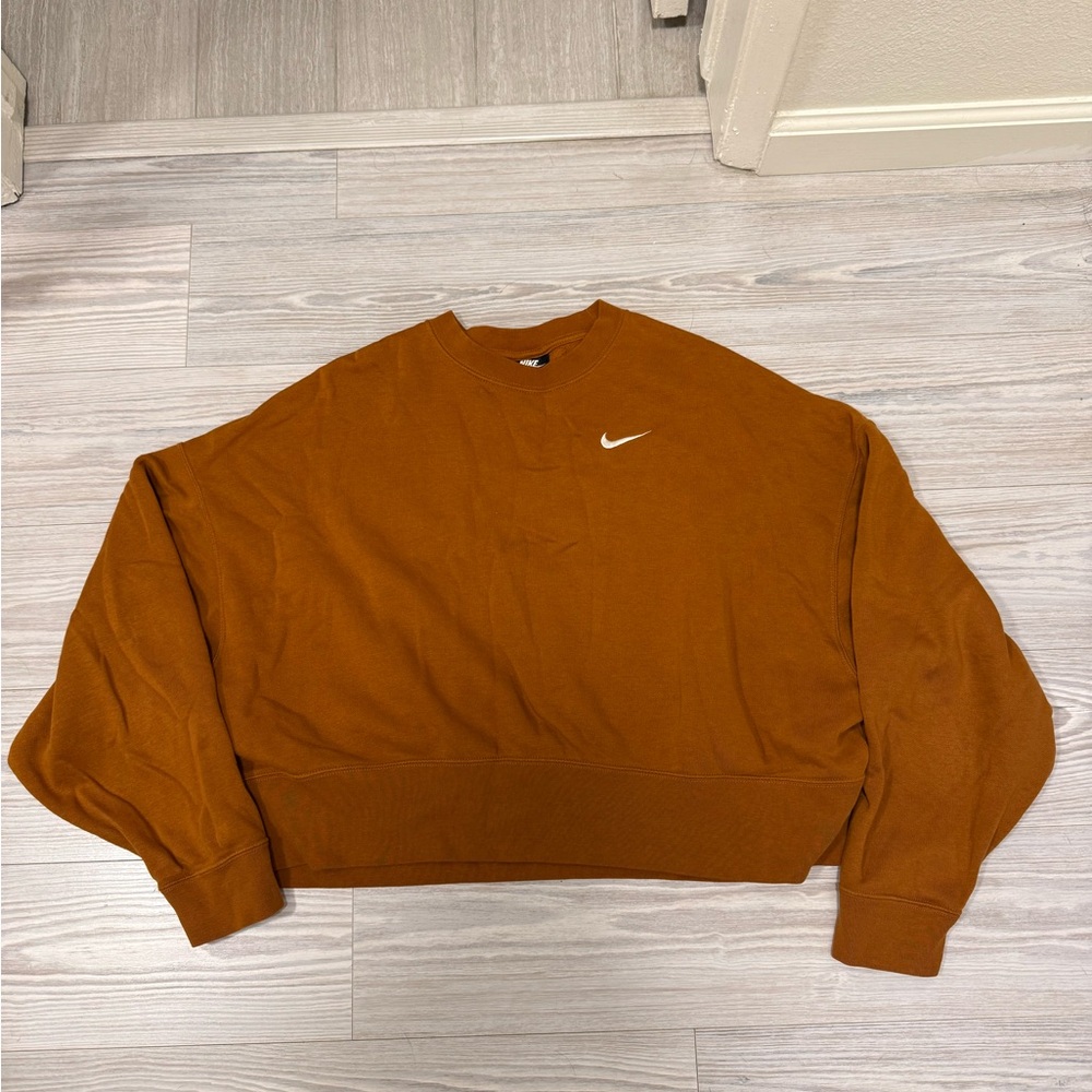 Nike Women's Crewneck Sweatshirt Rust Orange with White Swoosh